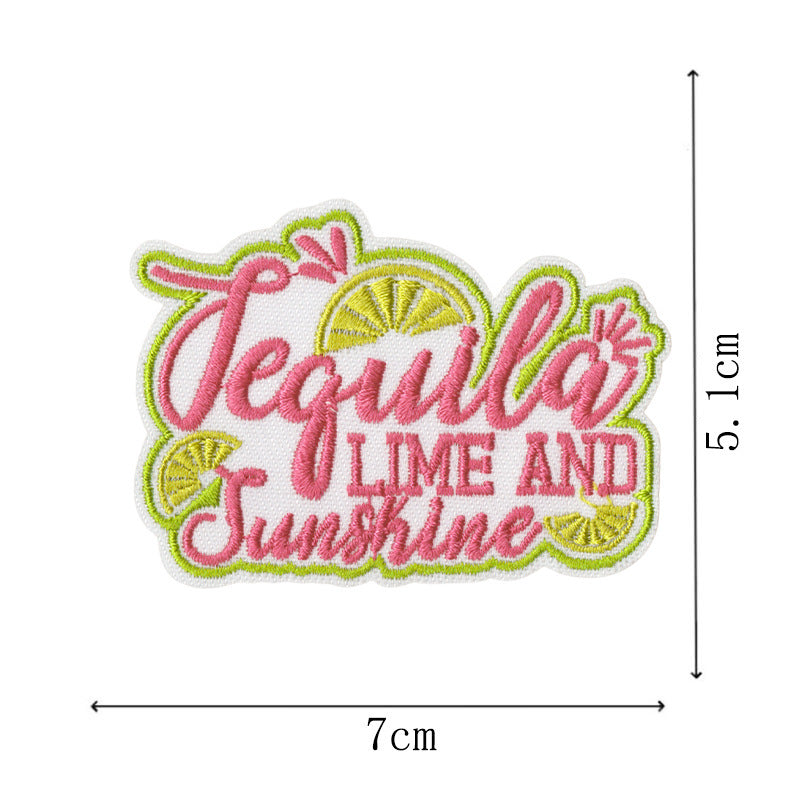 Wholesale Stylish Bar Theme Embroidered Patches Embroidery Thread Set Of 16 Cartoon Letter Badges For et DIY Scrapbook Fashion Accessory