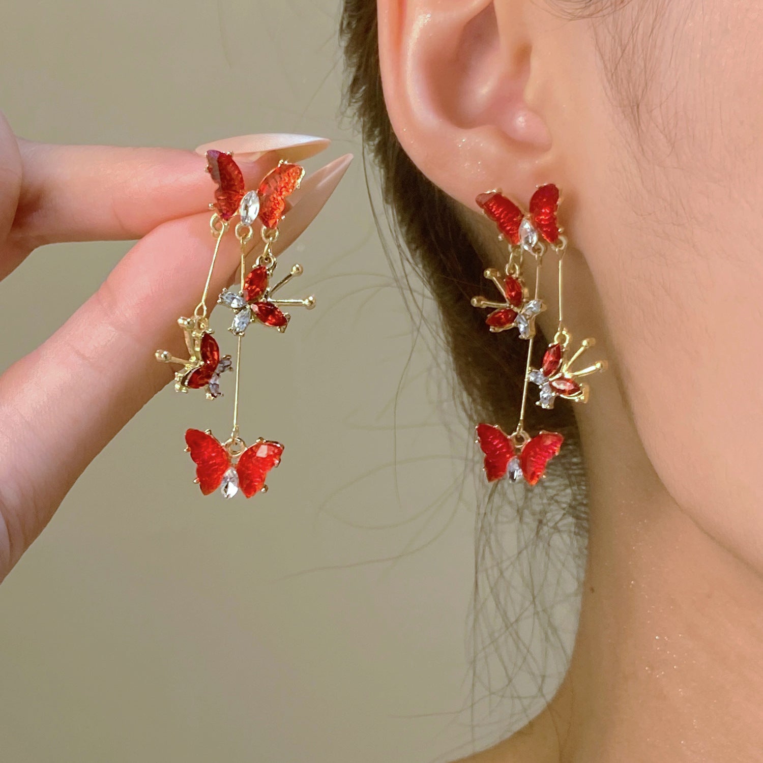Wholesale Gothic  Butterfly Hollow Stud Earrings For Women Alloy Party Jewelry Accessory