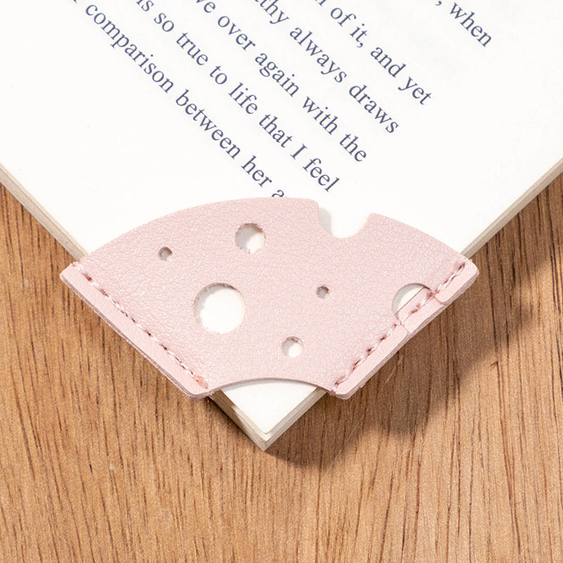 Wholesale Creative Leather Bookmark Cheese PU Leather Book Page Holder Solid Color Business Student Book Label