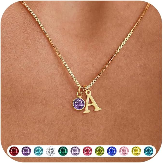 Wholesale New Women's Initial Birthstone Necklace 14K Gold-plated Letter Simple All-match Clavicle Chain