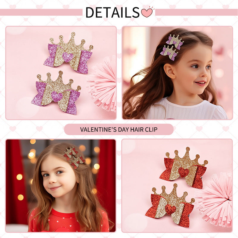 Wholesale Valentine's Day Love Heart Crown Shiny Children's Hair Accessories