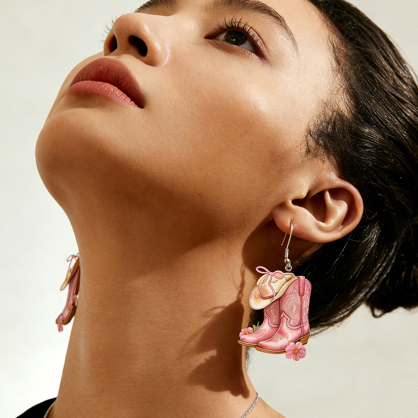 Wholesale Trendy Acrylic Western Cowboy Earrings With Denim Hat And Boot Charms Bowknot Jewelry Accessory