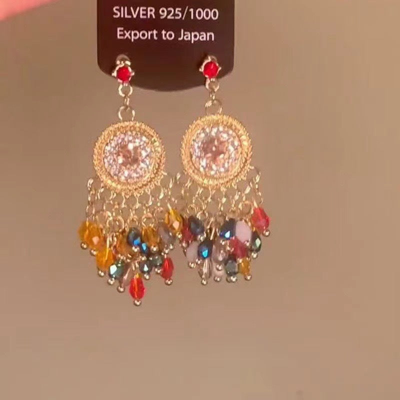 Wholesale New Chinese style beaded tassel retro earrings