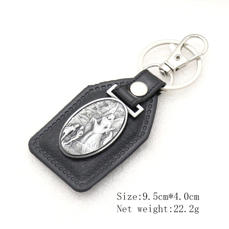 Wholesale Retro Metal PU Combination Car Pendant Keychain Jewelry Pendant
