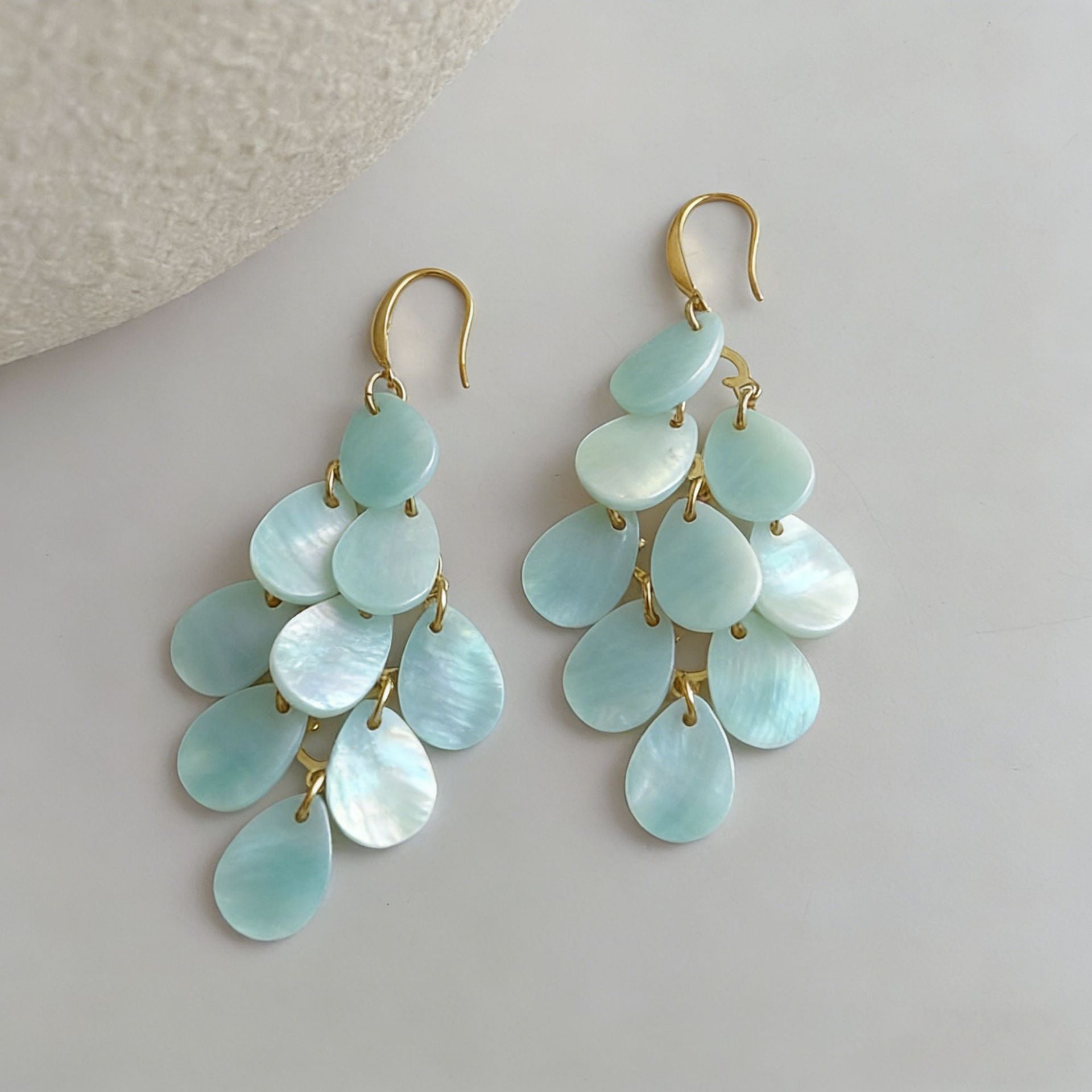 Wholesale Trendy Bohemian Water Drop Acrylic Tassel Earrings Japanese Korean Style Shell Design Fashion Jewelry Accessory For Vacation And Gift