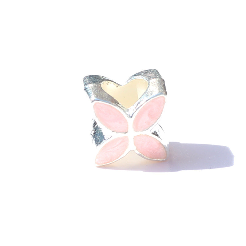 Aceite al por mayor Drip Heart Butterfly Big Hole Beads brillantes de coloridos