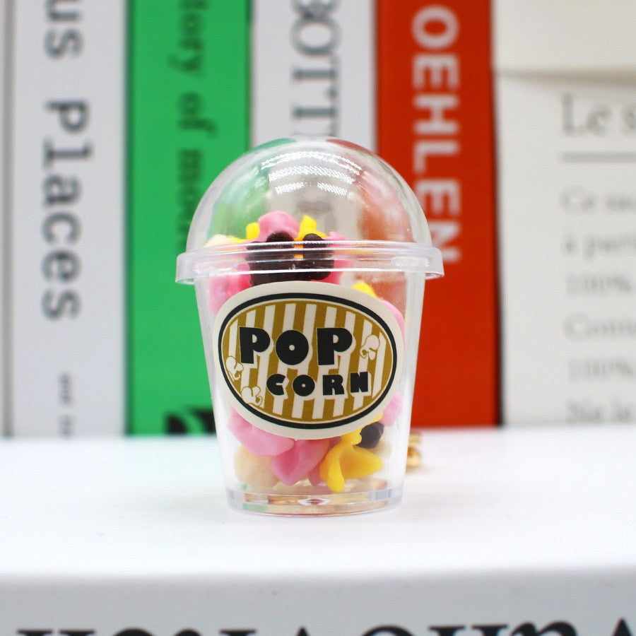 Wholesale Simulation Food Play Popcorn Cup Pendant Mini Milk Tea Cup Keychain
