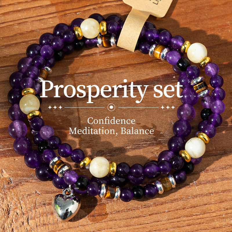 Wholesale Bohemian Love Stone Multi layered Stacked Crystal Bracelet