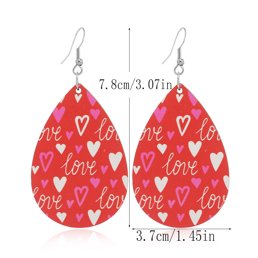 Wholesale Valentine's Day Love Truck Love Letter Printed Wooden Earrings