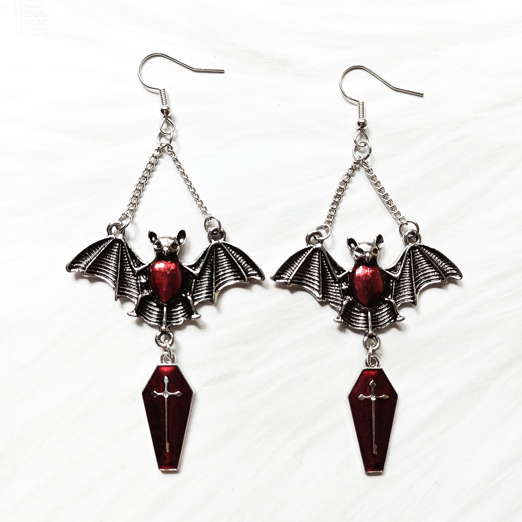 Wholesale Gothic Punk Bat Cross Coffee Earrings