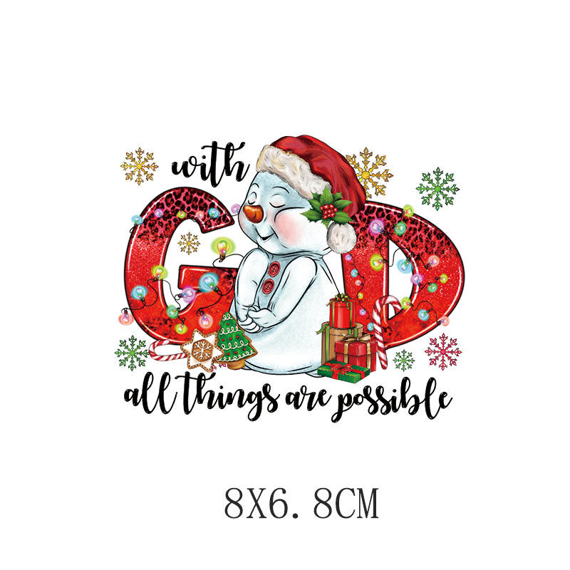 Wholesale Cartoon Christmas tree letter heat transfer   UV DTF Ready to Press Transfers Wraps