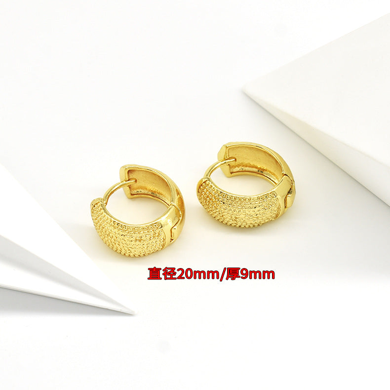 Wholesale Smooth European and American Fashionable Versatile Simple Copper Gold-plated Earrings