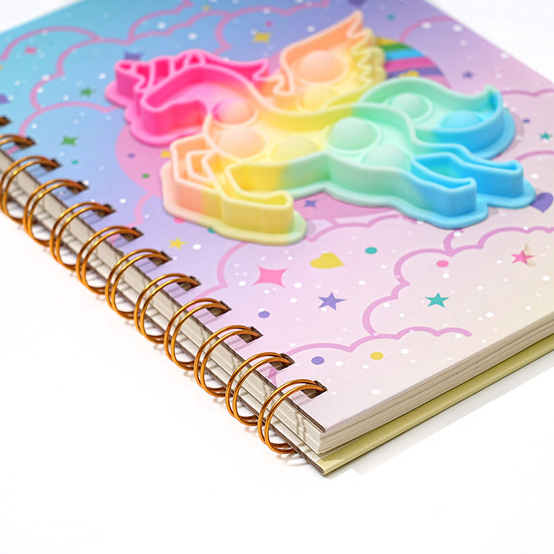 Wholesale bubble pop coil book dinosaur unicorn silicone notebook