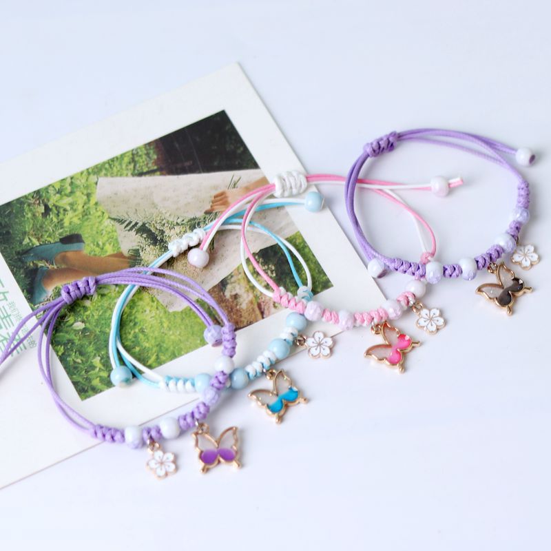 Wholesale Butterfly Flower Hand Woven Adjustable Bracelet