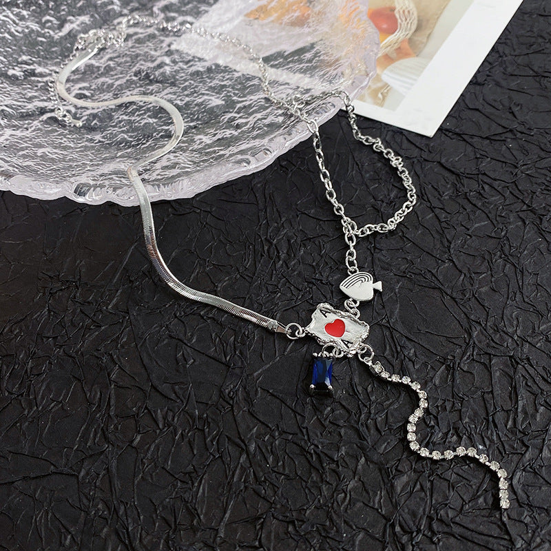 Wholesale Ace of Hearts Poker Necklace with Tassel Clavicle Chain