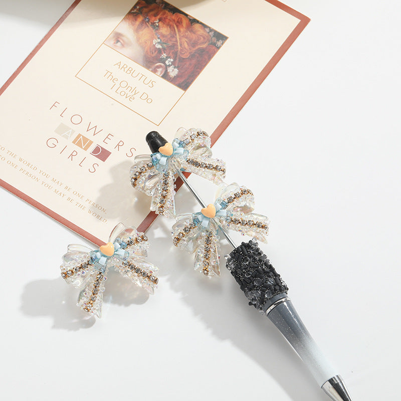 Wholesale 10pcs Acrylic Heavy Industry Beads Bow with Diamonds Hand Beading DIY