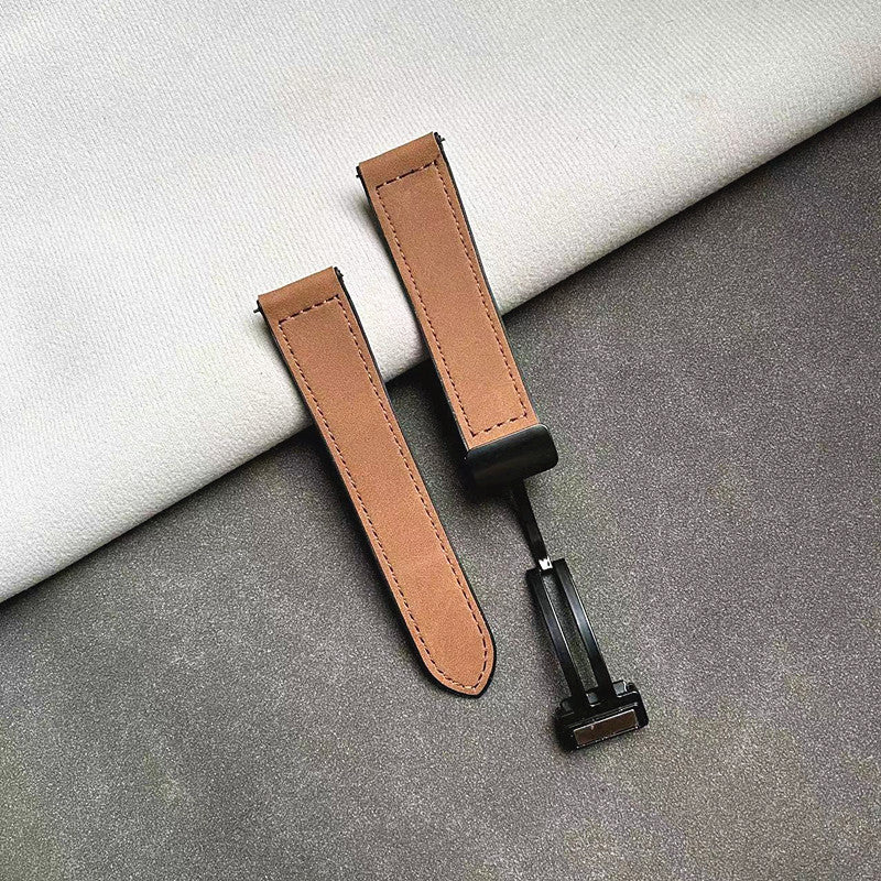 Wholesale Suitable for Major Brands of Crazy Horse Pattern Silicone Leather Strap Magnetic Buckle Pin Buckle Watch Strap