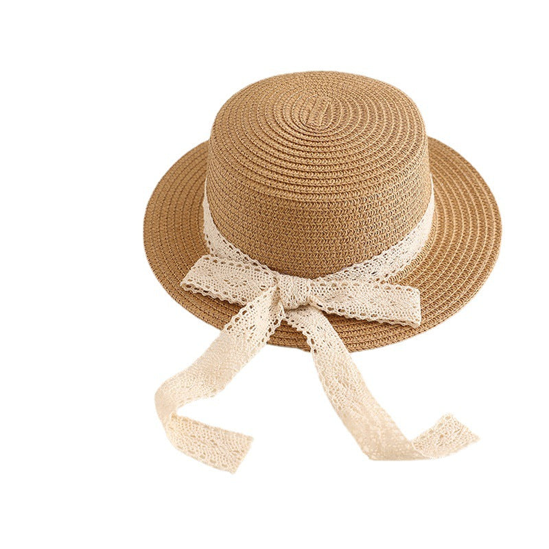 Wholesale Baby Princess Beach Lace Bow Folding Sun Protection Seaside Travel Sun Hat