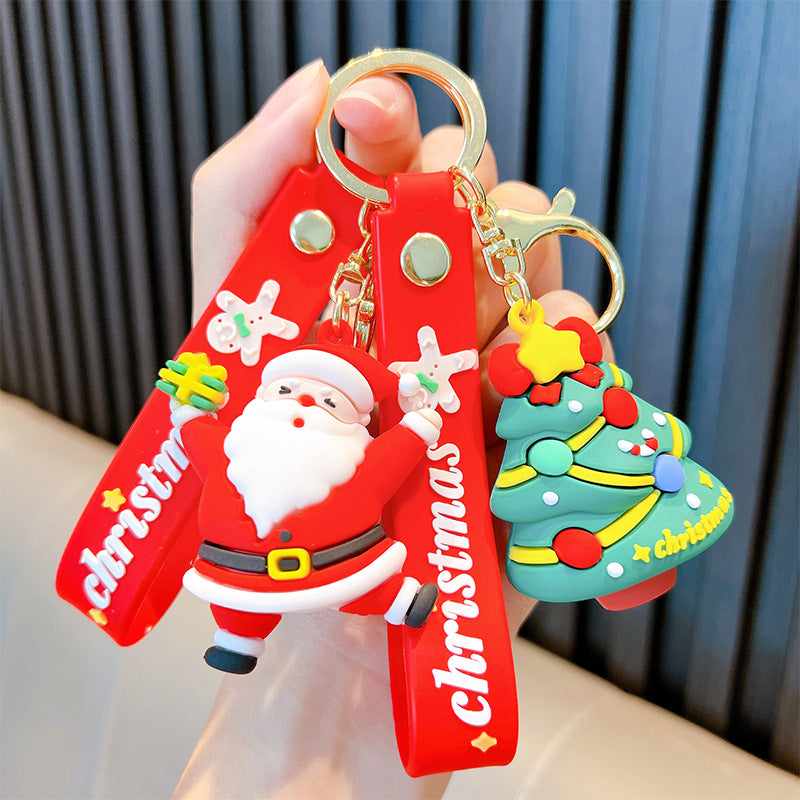 Wholesale Pvc Soft Glue Cute Christmas Snowman KeyChain
