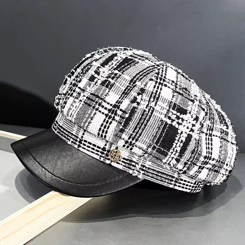 Wholesale octagonal hat Korean version all-match British retro plaid beret