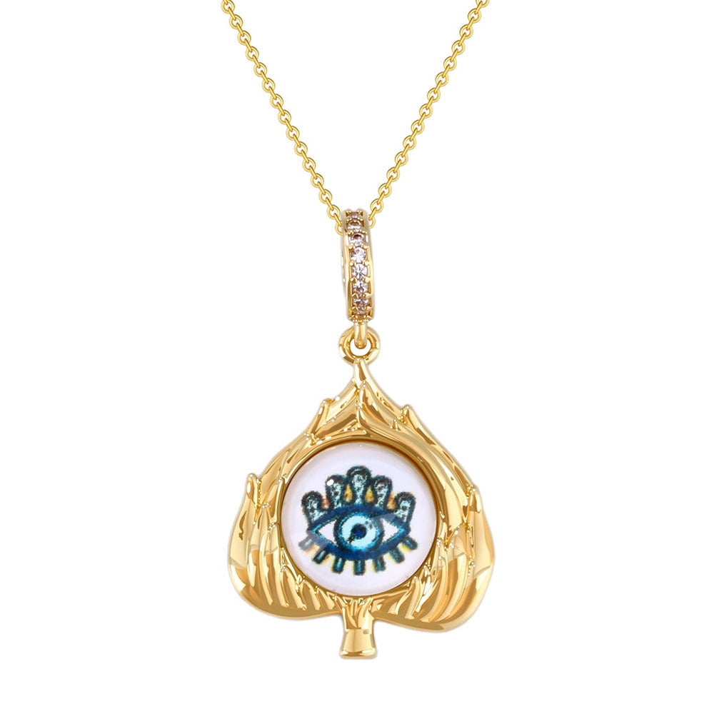 Wholesale Blue Evil Eye Heart Pendant Necklace Gold Plated Copper Women S Casual Jewelry For Boutique Resale