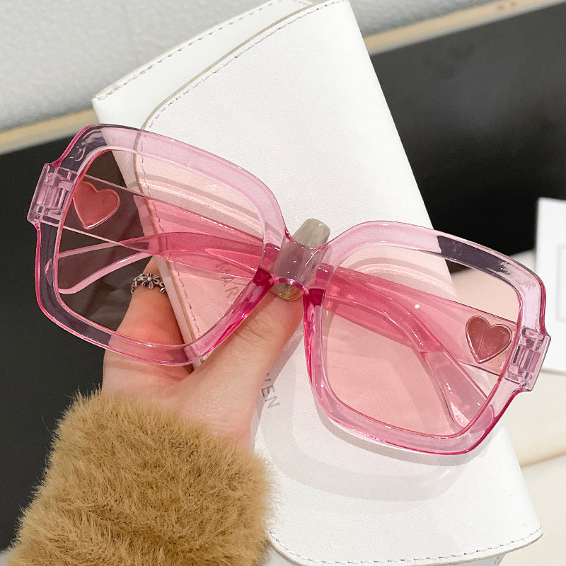 Wholesale  large frame square love sunglasses high-grade big face slimming UV-proof hot sunglasses