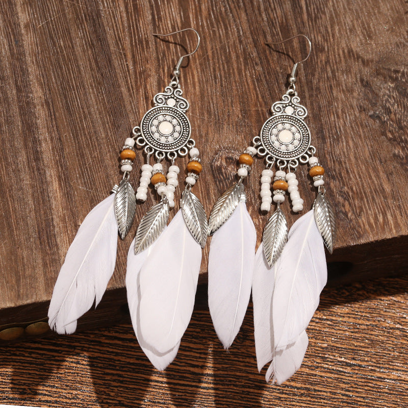 Wholesale Bohemian Feather Vintage Tassel Earrings