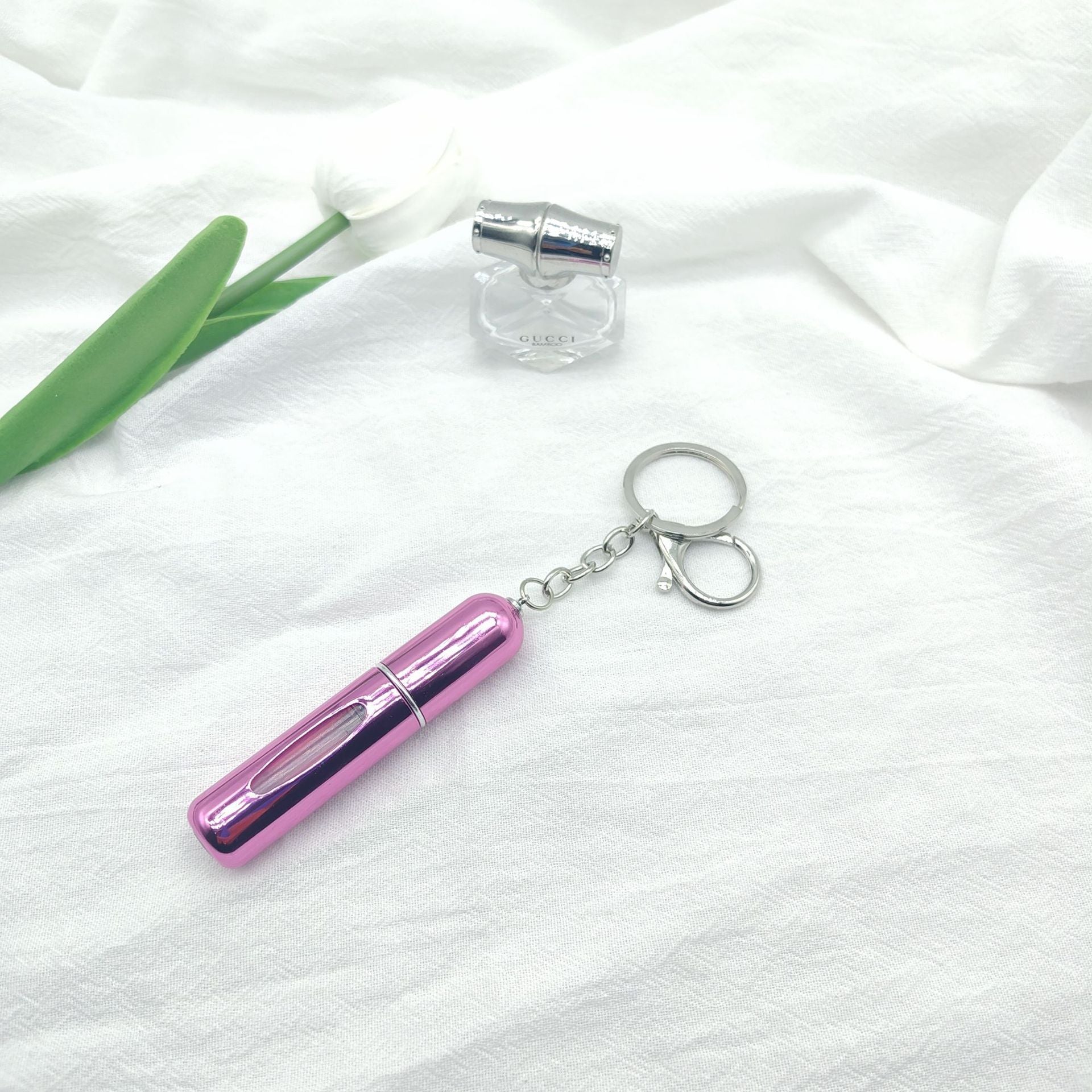 Wholesale bottom filling pump 5ml high color value sample key chain perfume bottle