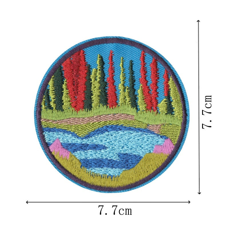 Wholesale Mountain Sunset Ocean Embroidered Iron On Patch Set Of 9 For Outdoor Camping Towel Bag Decorative Gift