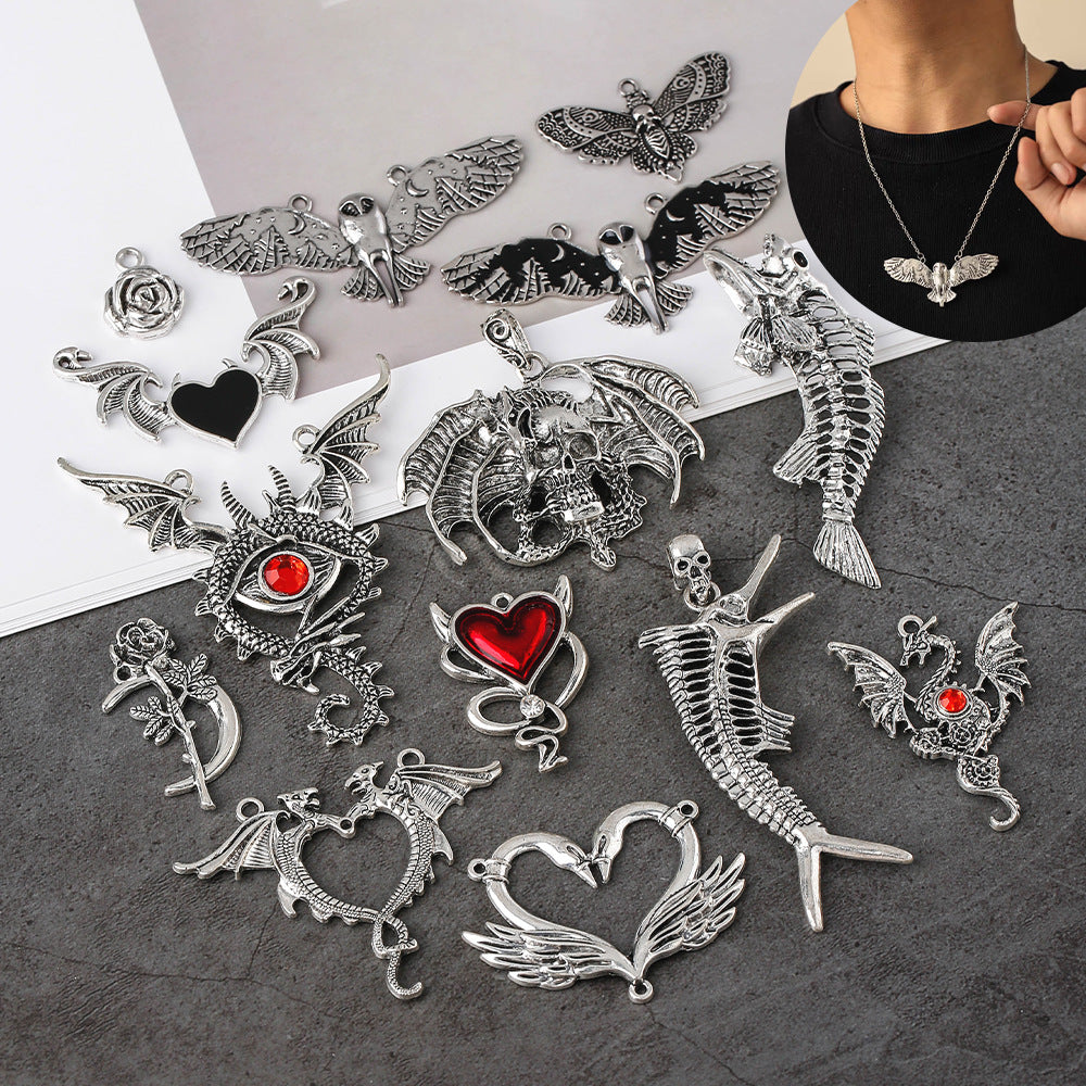 Wholesale 20pcs Gothic style dark punk love DIY necklace pendant