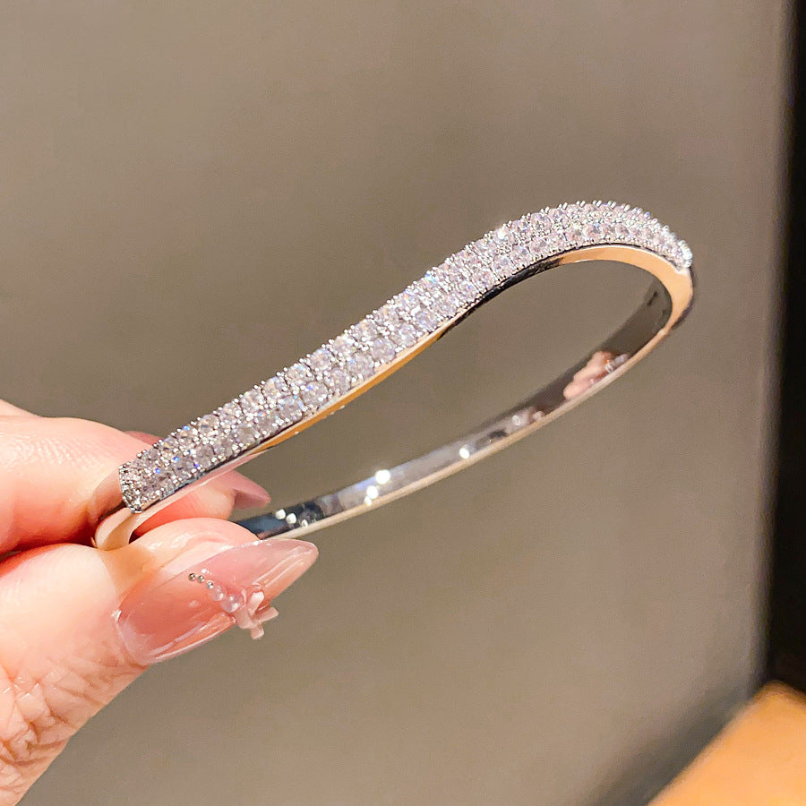 Wholesale genuine gold electroplated zircon round buckle bracelet