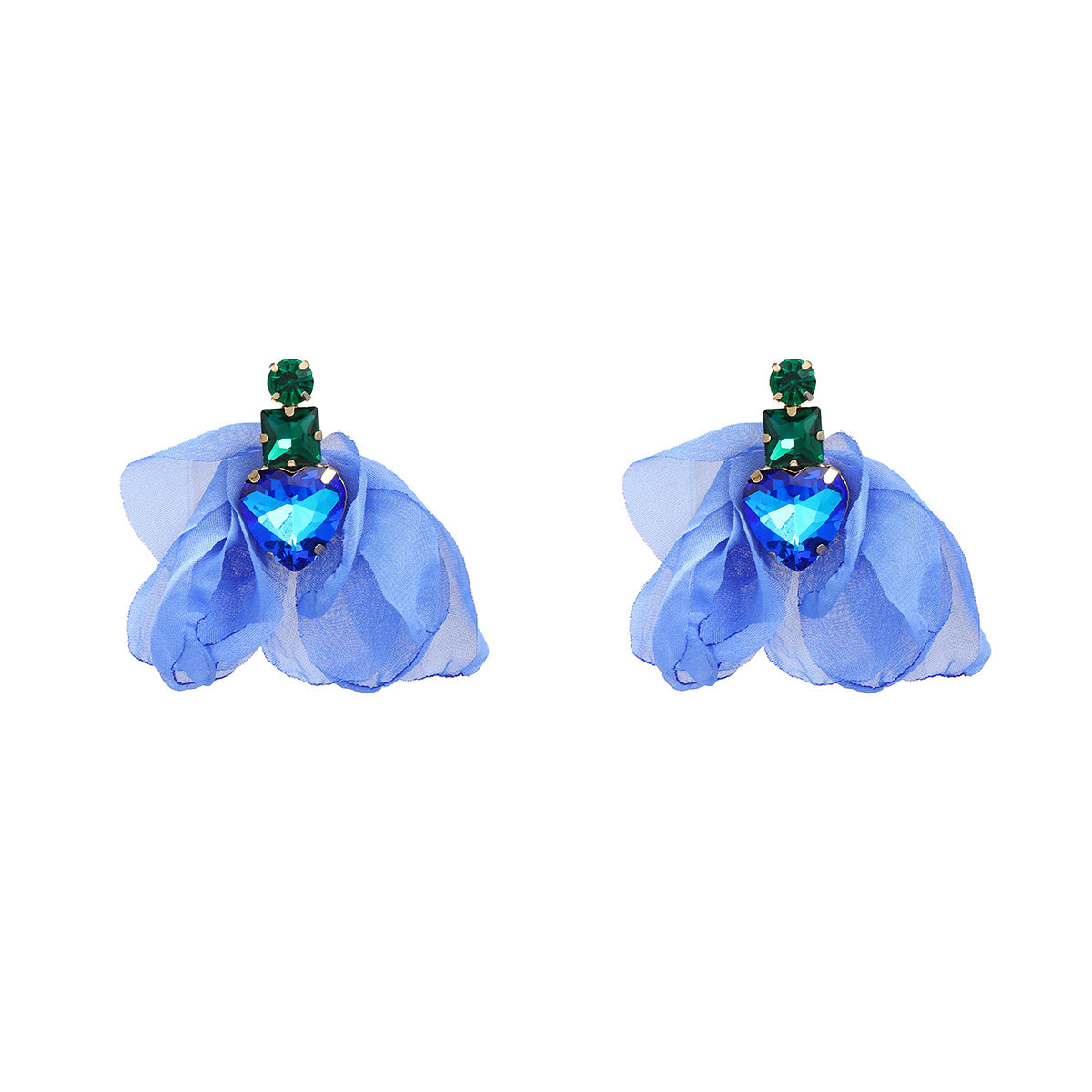 Wholesale Colored Diamond Fabric Floral Bohemian Ethnic Style Earrings