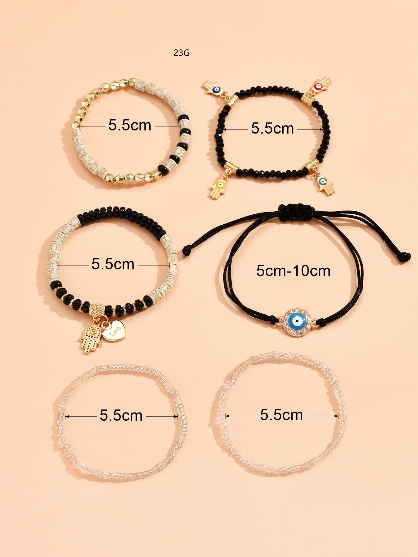 Wholesale Bohemian Devil Eye Palm Bracelet 6 Piece Set