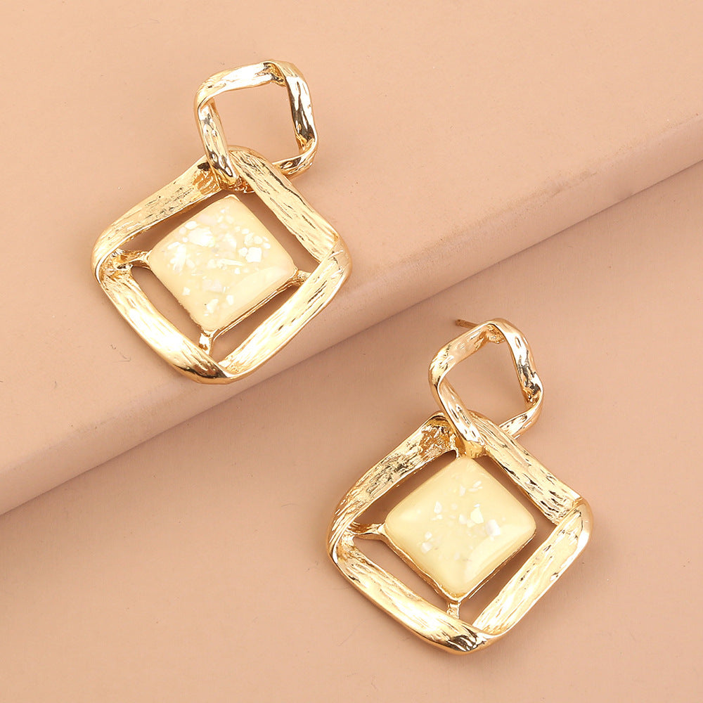 Wholesale Gold Rhombus Large Earrings