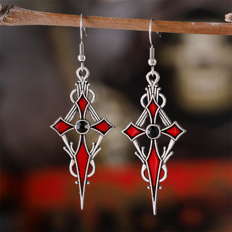 Wholesale Dark Punk Style  Cross Vampire Earrings