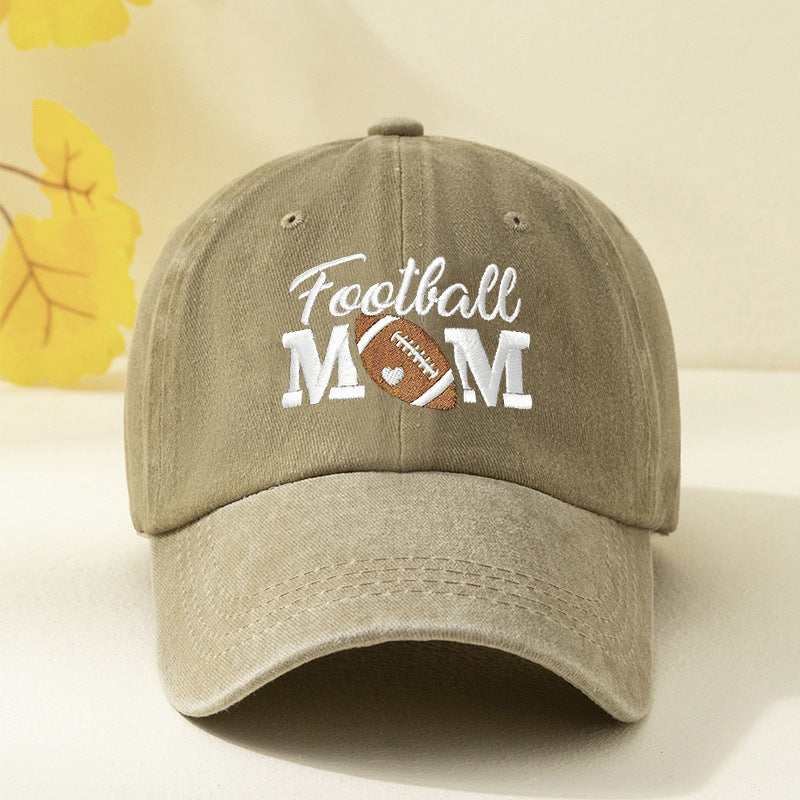Wholesale Embroidered FOOTBALL MOM Washed Baseball Cap