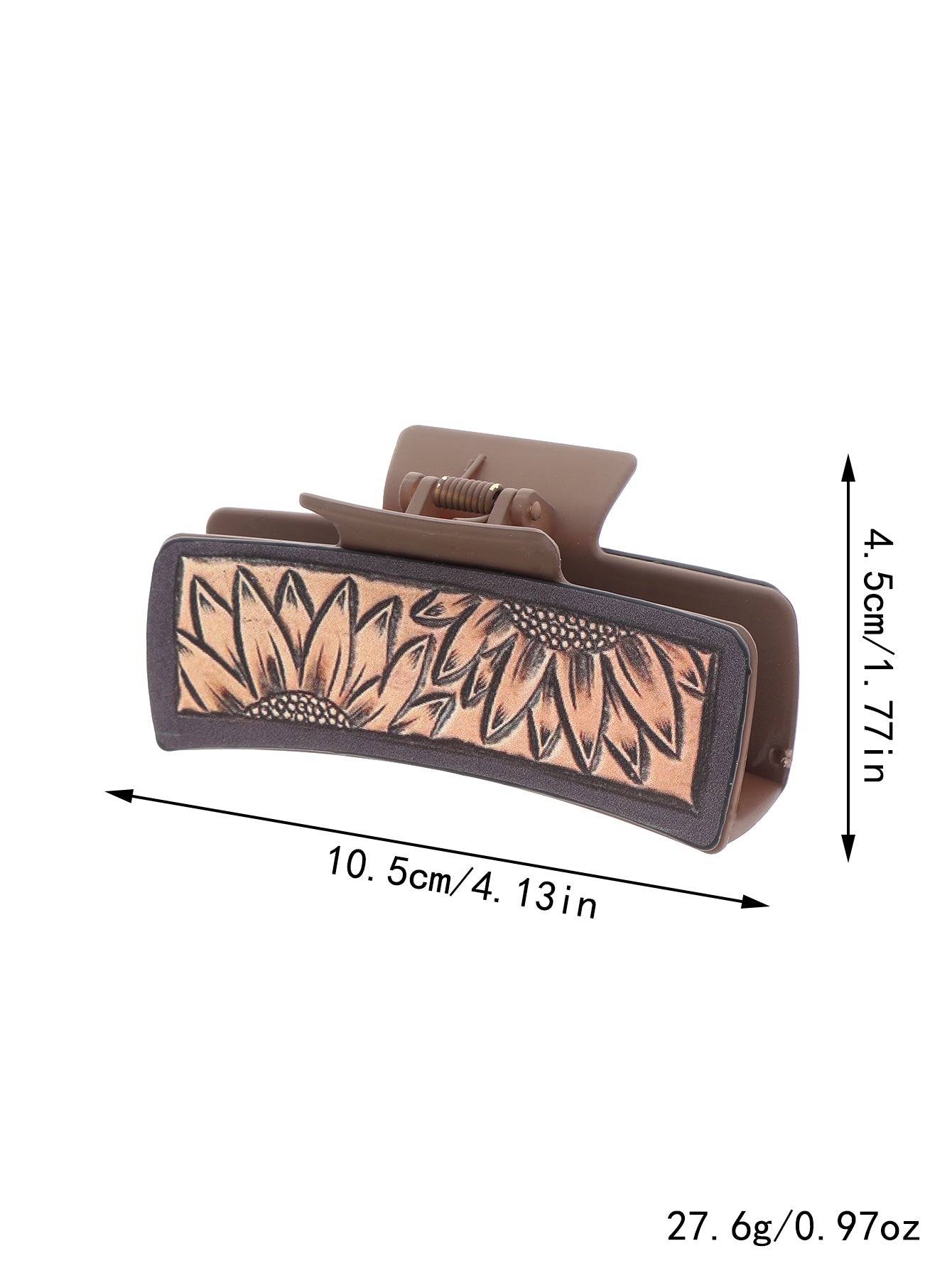 Wholesale Western Denim Wind Sunflower Milk Cow Pattern Leather Women's Hair Clip Grab Clip Shark Clip Hair Accessories Clip