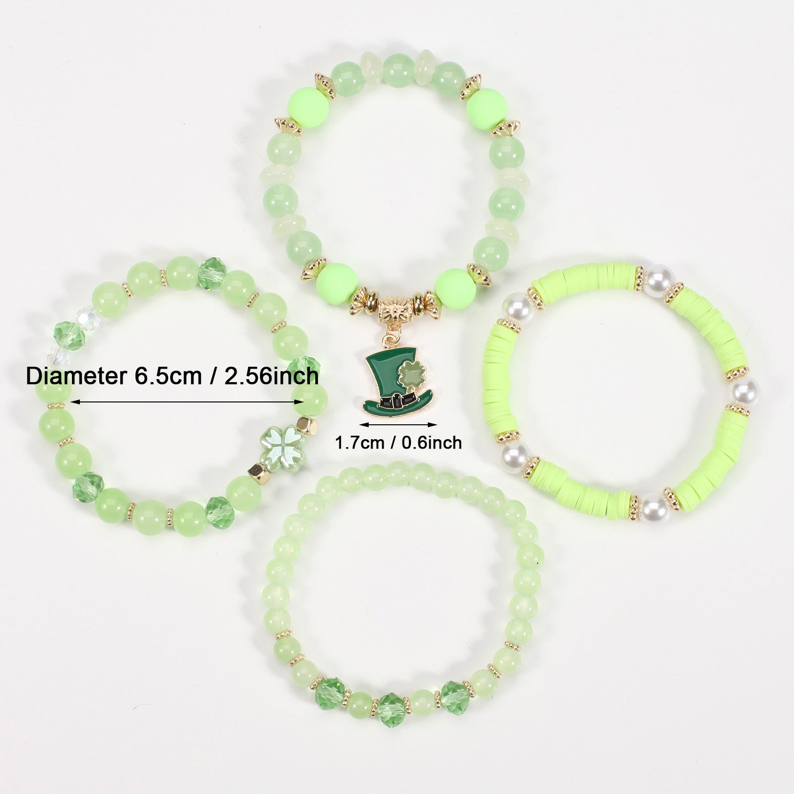 Wholesale St.  Patrick' s Day Green Clover Letter Bracelet
