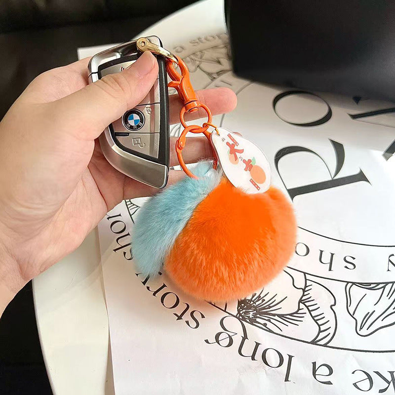 Wholesale Plush Cherry Car Pom Pom  Keychain