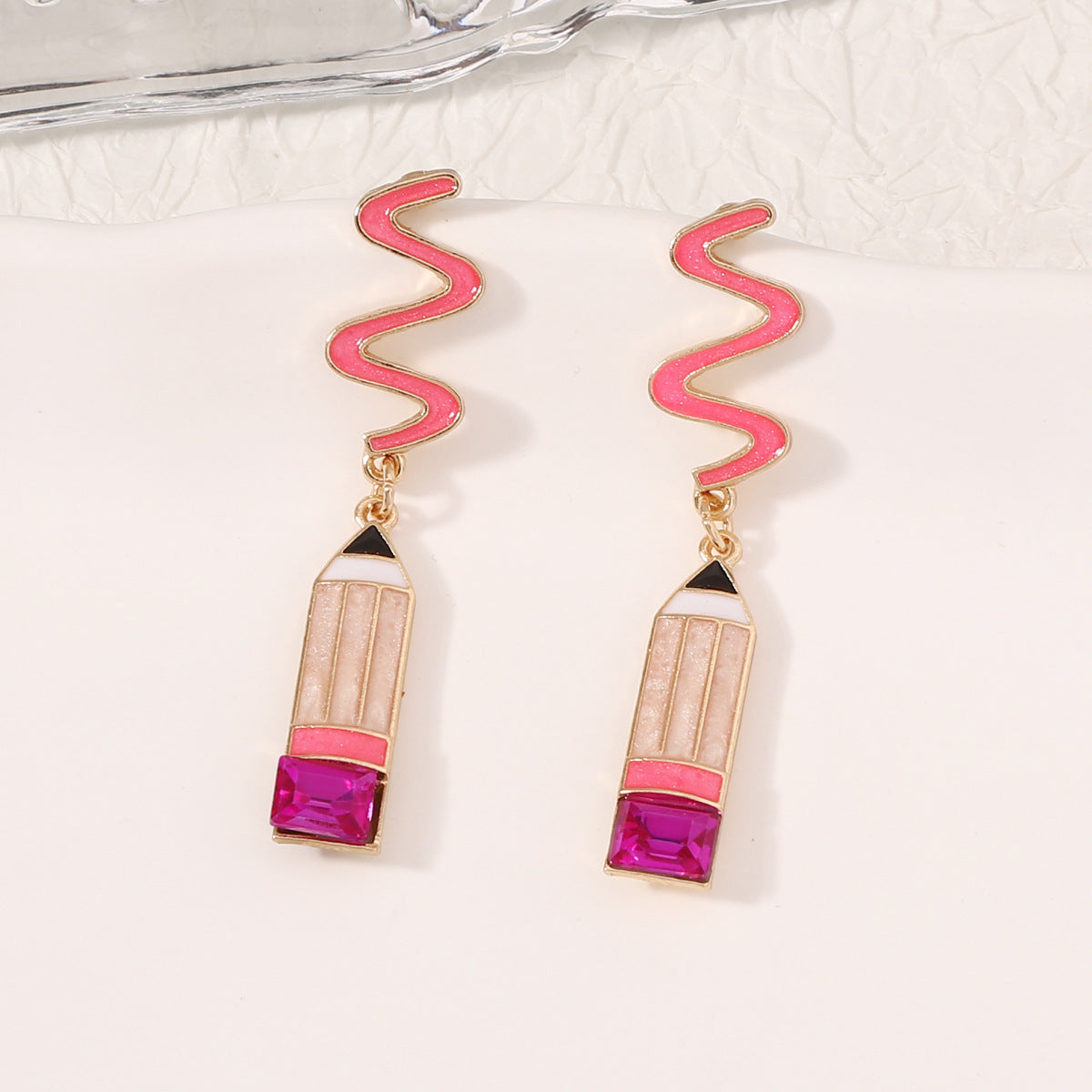 Wholesale Rice Ball Pencil Set with Diamond Alloy Earrings