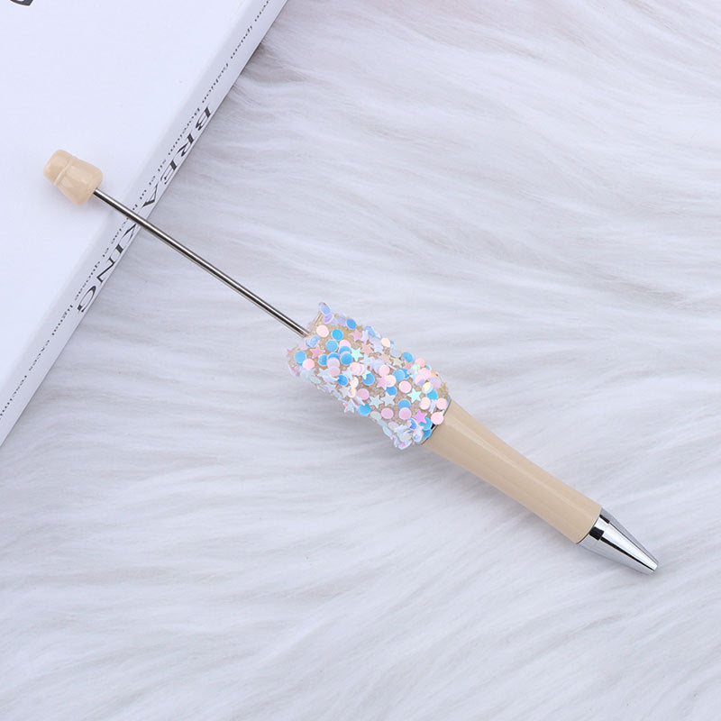 Wholesale 50pcs DIY sequins beaded pen in tock five-pointed star  creative cute beaded ballpoint pen stickers  cute pen
