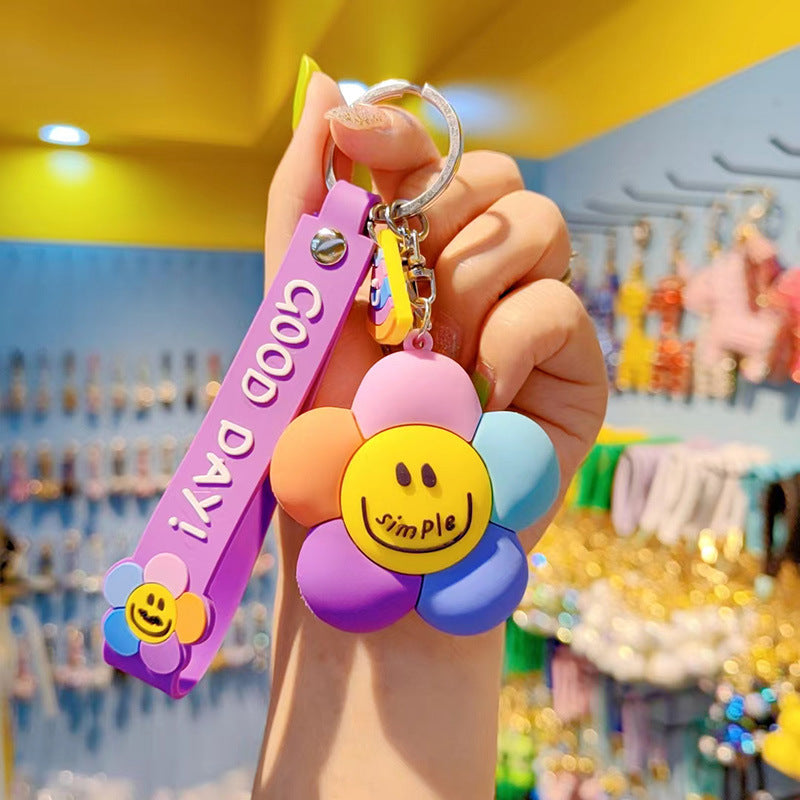 Llavero de muñeca de goma suave de girasol al por mayor