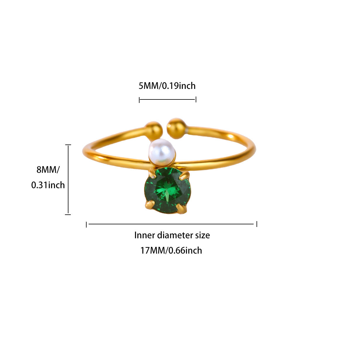 Wholesale Luxury Zircon Pearl Heart-Shaped Adjustable Opening Ring