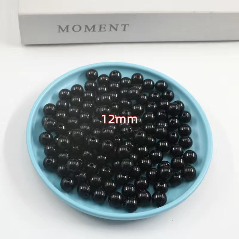 Wholesale Glazed Glass Imitation Obsidian Black Loose Beads 6Mm Round For DIY Jewelry Making Fashion Accessory Boutique Resale