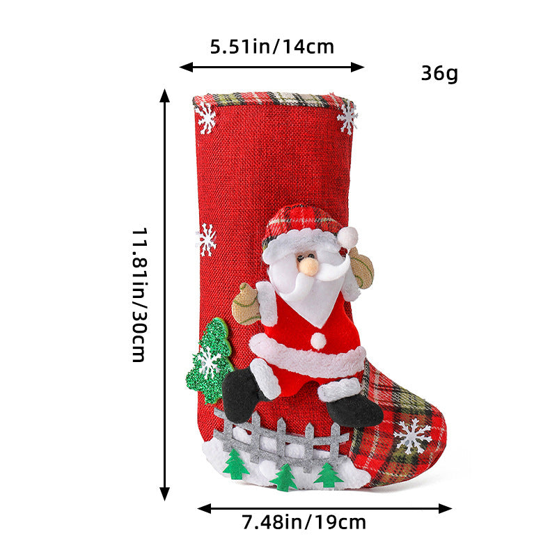 Wholesale Large Size Christmas Stockings Fence Hangings Burlap Gift Bags Christmas Tree Decorations