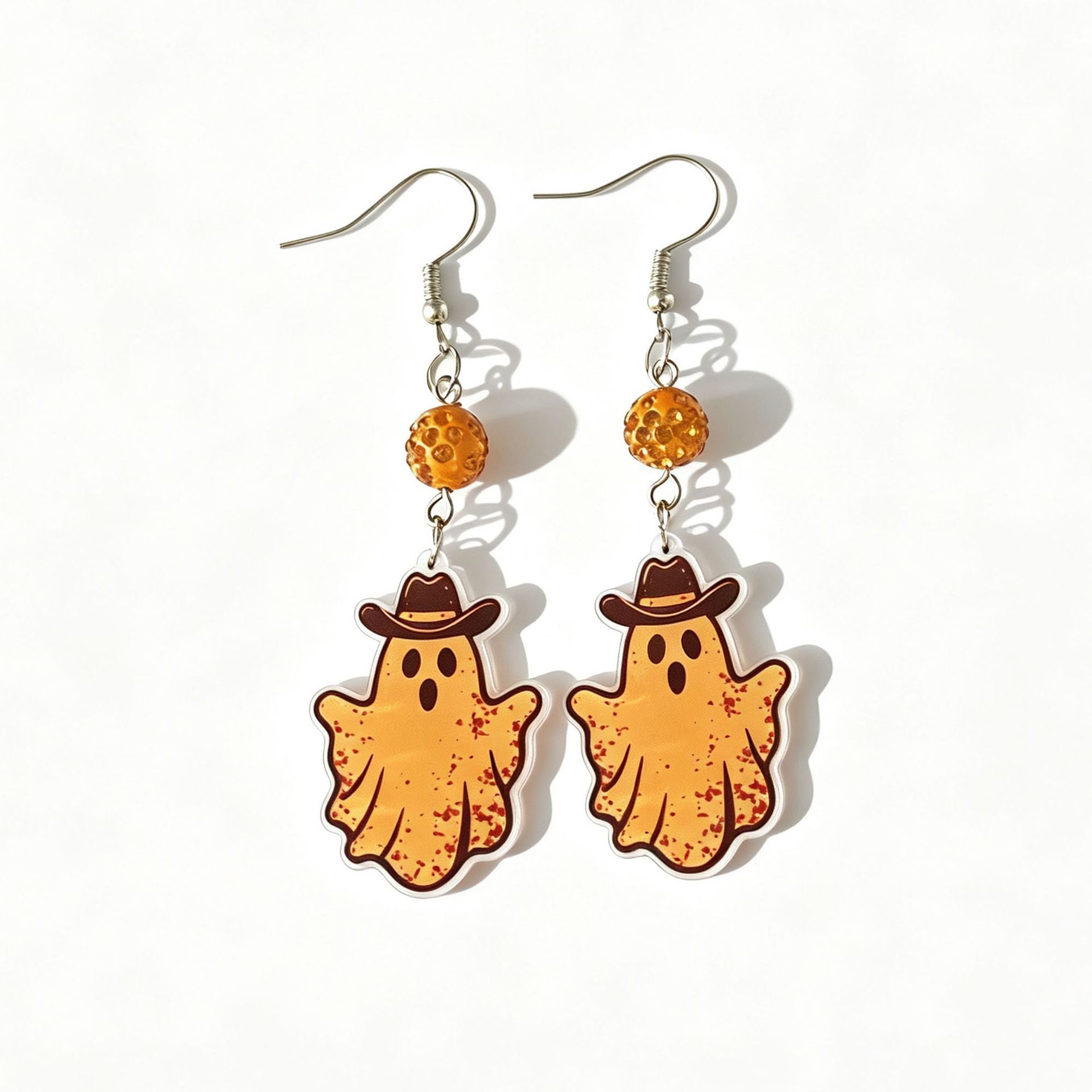 Wholesale Acrylic  Ghost Earrings Trendy Cartoon Cowboy Ghost Dangle Earrings For Party Wear And Boutique Resale