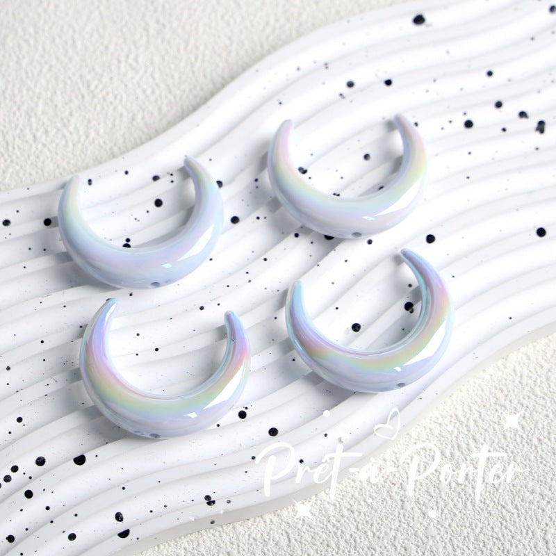 Wholesale 10pcs Cream Color Big Moon Acrylic DIY Beaded Jewelry Accessories