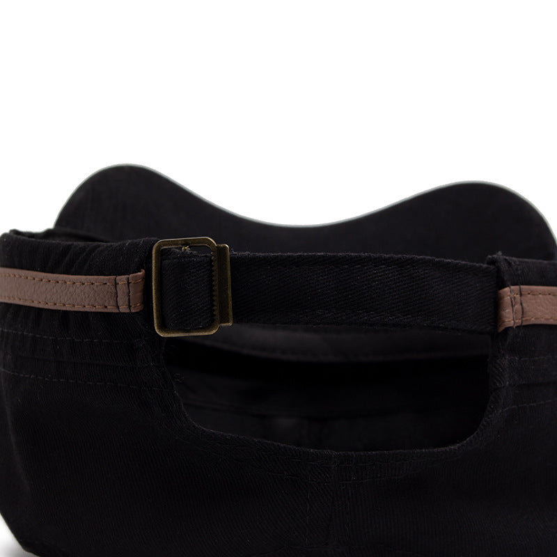 Wholesale Leather Brim Fashion Soft Cotton Casual Sun Visor Military Hat