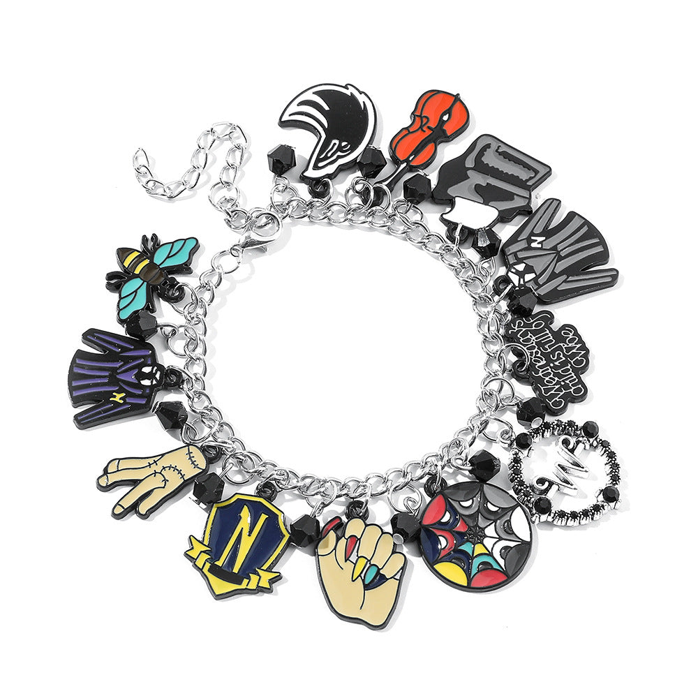 Wholesale 4PCS Black Wednesday Alloy Bracelet