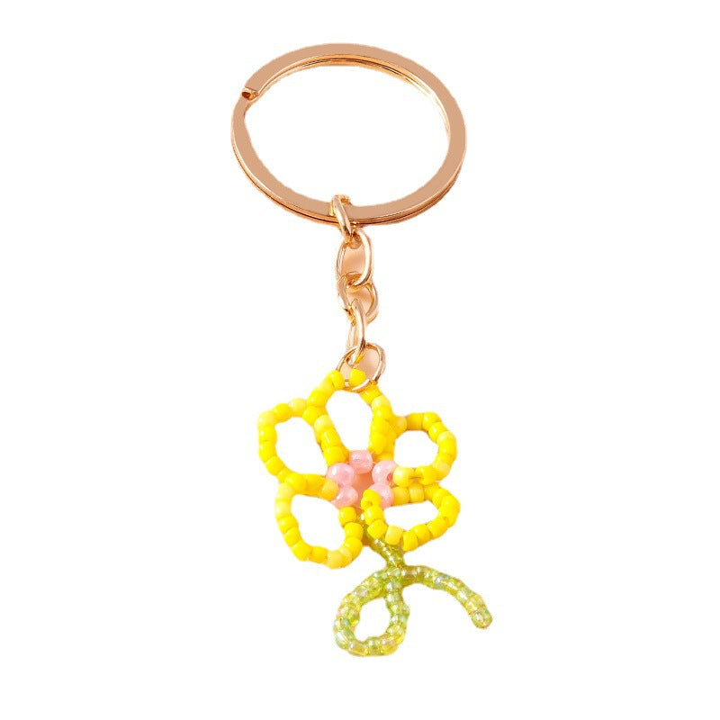 Wholesale Rice Pearl Flower Pendant Keychain